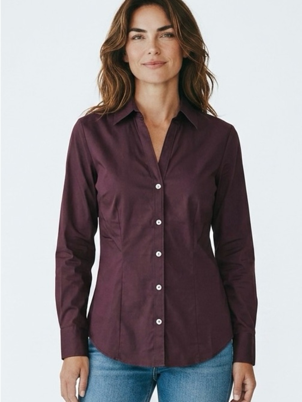 Banana Republic Slim Button-Down Shirt in Plum M - Picture 2 of 6